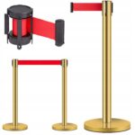 Gold barrier post with red tape 200 cm
